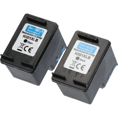 Druckerpatrone kompatibel mit HP 301XL (D8J45AE) - 2x Schwarz - Hoher Kapazität - Multipack