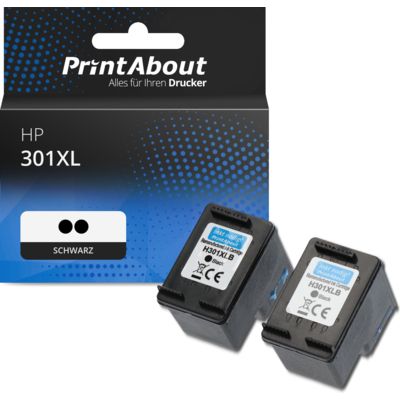 Druckerpatrone kompatibel mit HP 301XL (D8J45AE) - 2x Schwarz - Hoher Kapazität - Multipack