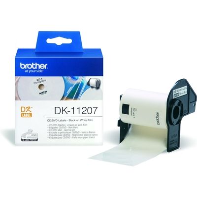 Brother DK-11207 - (58 mm x 58 mm) (DVD/CD) - Schwarz auf weiß - Etikett