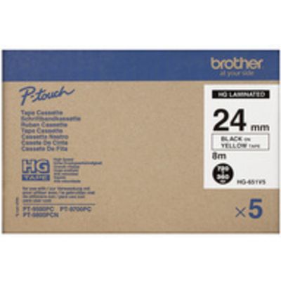 Brother HGe-651v5 - (24 mm) - Schwarz auf gelb - Tape