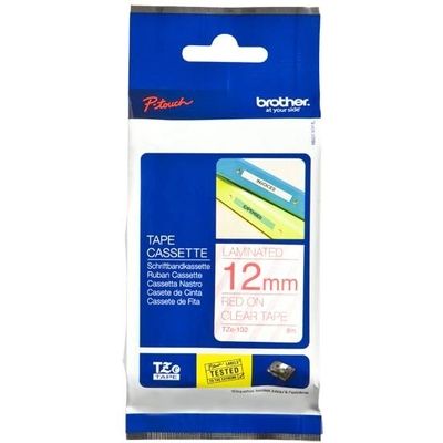 Brother TZe-132 - (12 mm) - Rot auf transparent - Tape