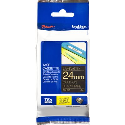 Brother TZe-354 - (24 mm) - Gold auf schwarz - Tape