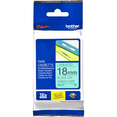 Brother TZe-741 - (18 mm) - Schwarz auf grün - Tape