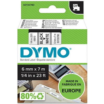 Dymo 43613 (S0720780) - (6 mm) - Schwarz auf weiß - Tape