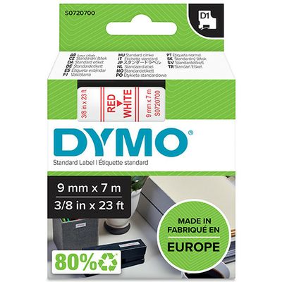 Dymo 40915 (S0720700) - (9 mm) - Rot auf weiß - Tape