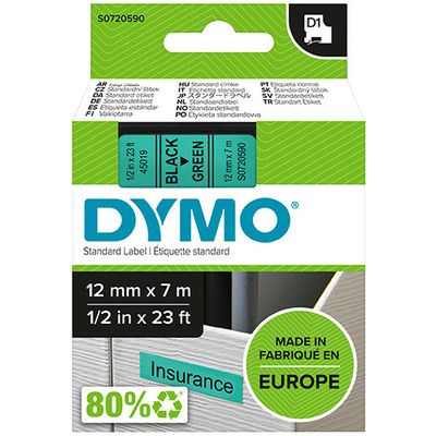 Dymo 45019 (S0720590) - (12 mm) - Schwarz auf grün - Tape
