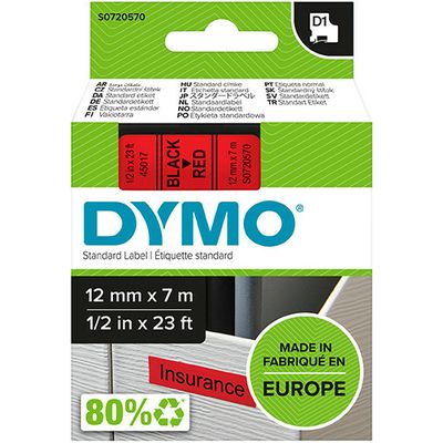 Dymo 45017 (S0720570) - (12 mm) - Schwarz auf rot - Tape