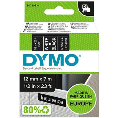 Dymo 45021 (S0720610) - (12 mm) - Weiß auf schwarz - Tape