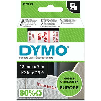 Dymo 45015 (S0720550) - (12 mm) - Rot auf weiß - Tape