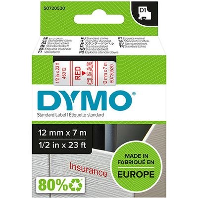 Dymo 45012 (S0720520) - (12 mm) - Rot auf transparent - Tape