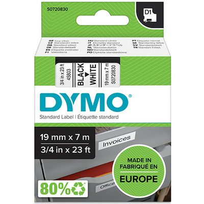 Dymo 45803 (S0720830) - (19 mm) - Schwarz auf weiß - Tape