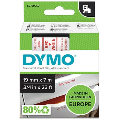 Dymo 45805 (S0720850) - (19 mm) - Rot auf weiß - Tape