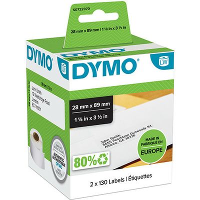 Dymo 99010 (S0722370) - (28 mm x 89  mm) 2 rollen  - Schwarz auf weiß - Etikett