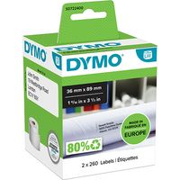 Dymo 99012 (S0722400) - (89 mm x 36 mm) 2 rollen - Schwarz auf weiß - Etikett