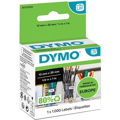 Dymo 11353 (S0722530) - (25 mm x 13  mm) - Schwarz auf weiß - Etikett