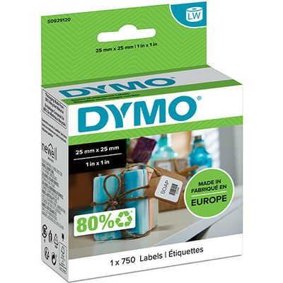 Dymo S0929120 - (25 mm x 25  mm) - Schwarz auf weiß - Etikett