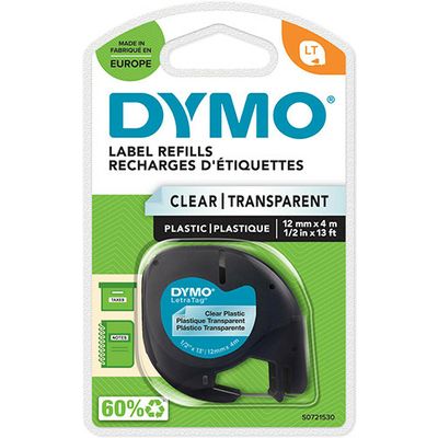 Dymo 12267 (S0721530) - (12 mm) - Schwarz auf transparent - Tape