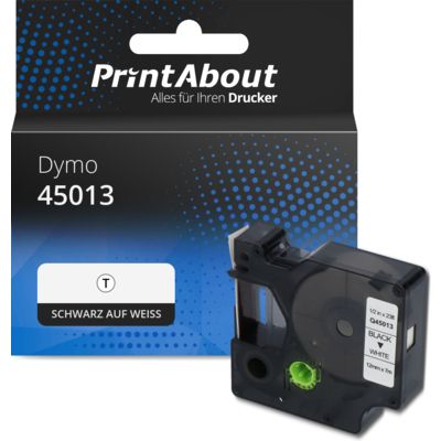 Schriftband kompatibel mit Dymo 45013 (S0720530) - (12 mm) - Schwarz auf weiß