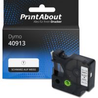 Schriftband kompatibel mit Dymo 40913 (S0720680) - (9 mm) - Schwarz auf weiß