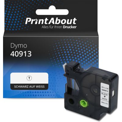 Schriftband kompatibel mit Dymo 40913 (S0720680) - (9 mm) - Schwarz auf weiß