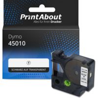 Schriftband kompatibel mit Dymo 45010 (S0720500) - (12 mm) - Schwarz auf transparent