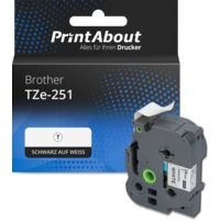 Schriftband kompatibel mit Brother TZe-251 - (24 mm) - Schwarz auf weiß