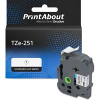 Schriftband kompatibel mit Brother TZe-251 - (24 mm) - Schwarz auf weiß