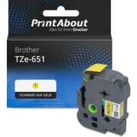 Schriftband kompatibel mit Brother TZe-651 - (24 mm) - Schwarz auf gelb