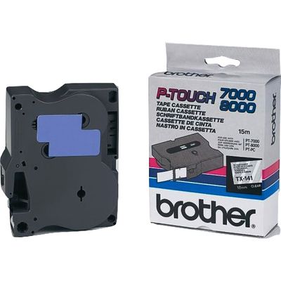 Brother TX-141 - (18 mm) - Schwarz auf transparent - Tape