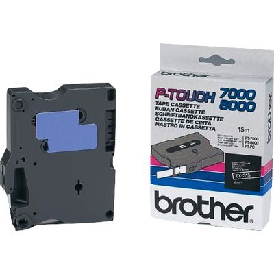 Brother TX-315 - (6 mm) - Weiß auf schwarz - Tape