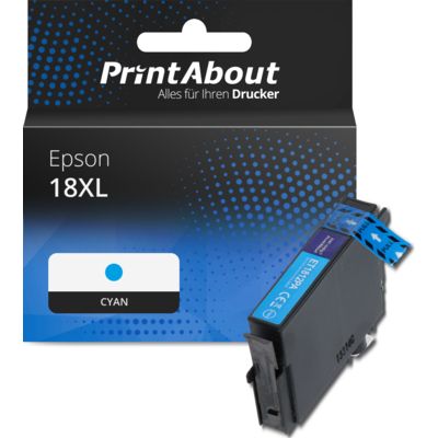 Druckerpatrone kompatibel mit Epson 18XL (C13T18124012) - Cyan - Hohe Kapazität