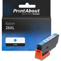 Druckerpatrone kompatibel mit Epson 26XL (C13T26324012) - Cyan - Hohe Kapazität