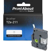 Schriftband kompatibel mit Brother TZe-211 - (6 mm) - Schwarz auf weiß