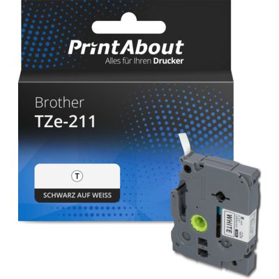 Schriftband kompatibel mit Brother TZe-211 - (6 mm) - Schwarz auf weiß