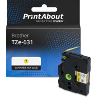 Schriftband kompatibel mit Brother TZe-631 - (12 mm) - Schwarz auf gelb