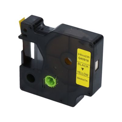 Schriftband kompatibel mit Dymo 40918 (S0720730) - (9 mm) - Schwarz auf gelb