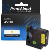 Schriftband kompatibel mit Dymo 45018 (S0720580) - (12 mm) - Schwarz auf gelb