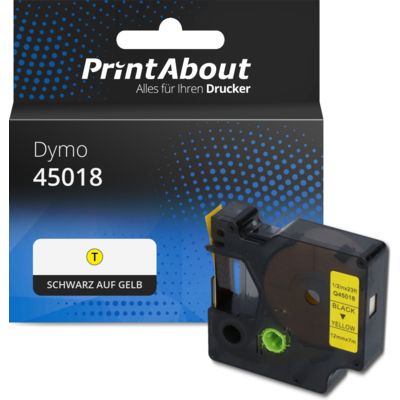 Schriftband kompatibel mit Dymo 45018 (S0720580) - (12 mm) - Schwarz auf gelb