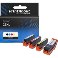 Druckerpatrone kompatibel mit Epson 26XL (T2636) - 4 Farben - Hoher Kapazität - Multipack