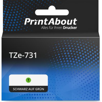 Schriftband kompatibel mit Brother TZe-731 - (12 mm) - Schwarz auf grün
