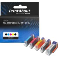 Druckerpatrone kompatibel mit Canon PGI-550PGBK / CLI-551BK XL - 5-farbig - Hohe Kapazität - Multipack