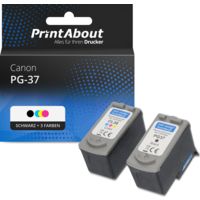 Druckerpatrone kompatibel mit Canon PG-37 / CL-38 - Schwarz + 3 Farben - Multipack