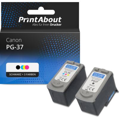 Druckerpatrone kompatibel mit Canon PG-37 / CL-38 - Schwarz + 3 Farben - Multipack