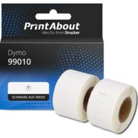Etikettenrolle kompatibel mit Dymo 99010 - (28 mm x 89 mm) 2 rollen - Schwarz auf weiß