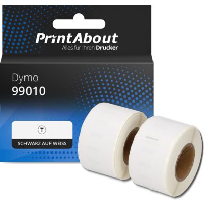 Etikettenrolle kompatibel mit Dymo 99010 - (28 mm x 89  mm) 2 rollen - Schwarz auf weiß