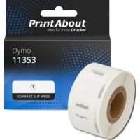 Etikettenrolle kompatibel mit Dymo 11353 - (13 mm x 25 mm) - Schwarz auf weiß