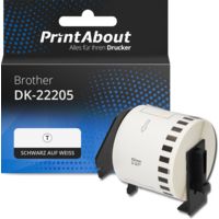 Etikettenrolle kompatibel mit Brother DK-22205 - (62 mm) - Schwarz auf weiß