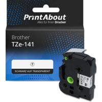 Schriftband kompatibel mit Brother TZe-141 - (18 mm) - Schwarz auf transparent
