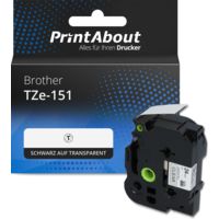 Schriftband kompatibel mit Brother TZe-151 - (24 mm) - Schwarz auf transparent