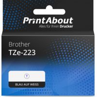 Schriftband kompatibel mit Brother TZe-223 - (9 mm) - Blau auf weiß